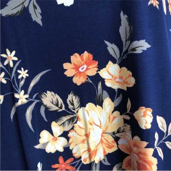 Old navy blue yellow floral print dress new with tags size xs soft stretchy - Picture 2 of 4